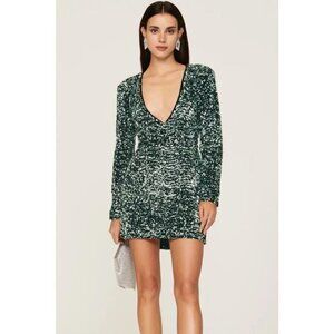 Bardot Lilia Sequin Mini Dress in Green‎ Size Medium US Size 6